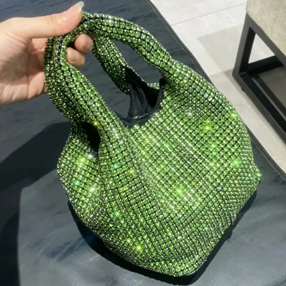 NWT Sparkling Bling SwarovskI Crystal Rhinestone Bucket Bag Shoulder Pus… - Picture 7 of 17